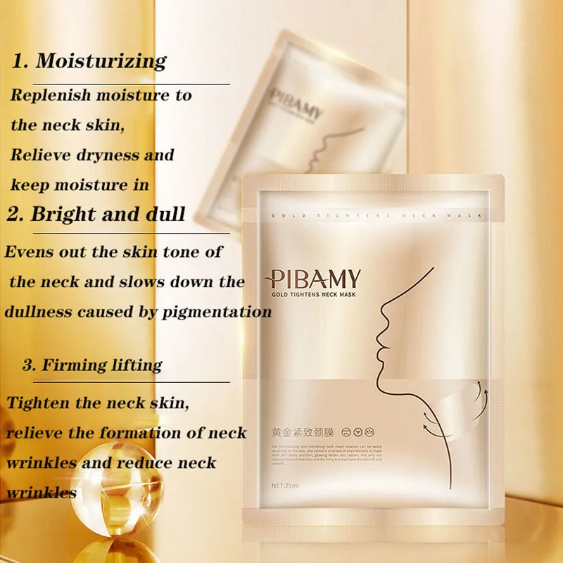 10pcs Gold Firming Neck Mask Moisturizing Nourishing Brightening Hydrating Neck skincare Masks Beauty Necks Skin Care Products