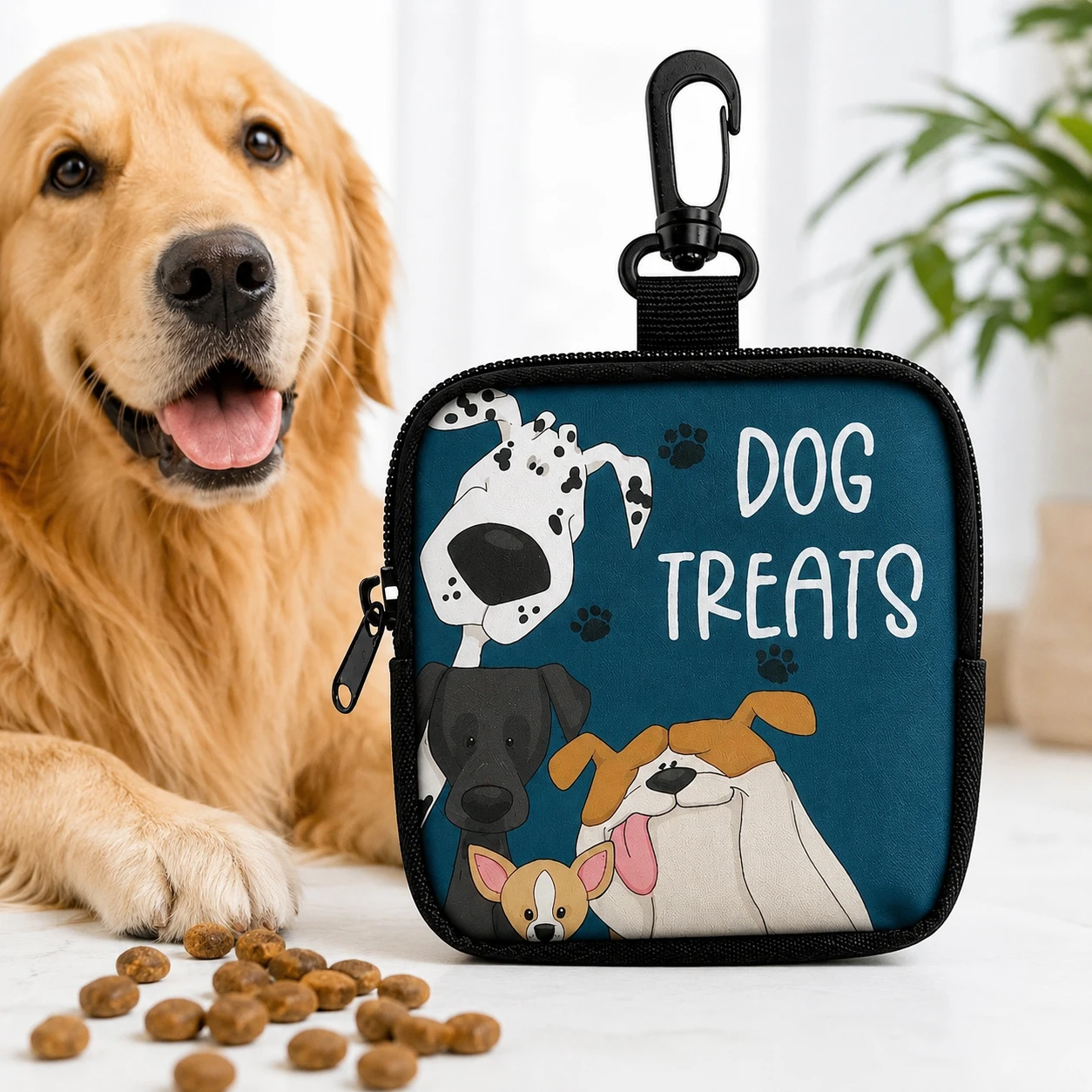 Dog Treat Pouch Training Bag Portable Pet Snack Bag with Clip Zipper for Dog Training Walking Outdoor Rewards