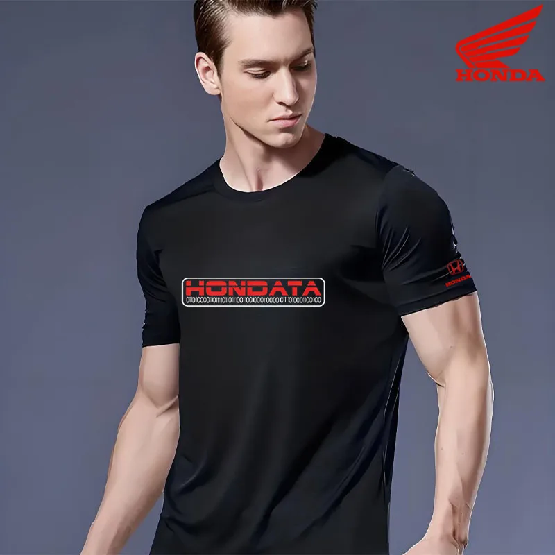 Honda Men's Casual Sport T-Shirt Shorts Set - Breathable and Soft Short-Sleeved Multi-Pocket Work Pants - Summer Two-Piece Set