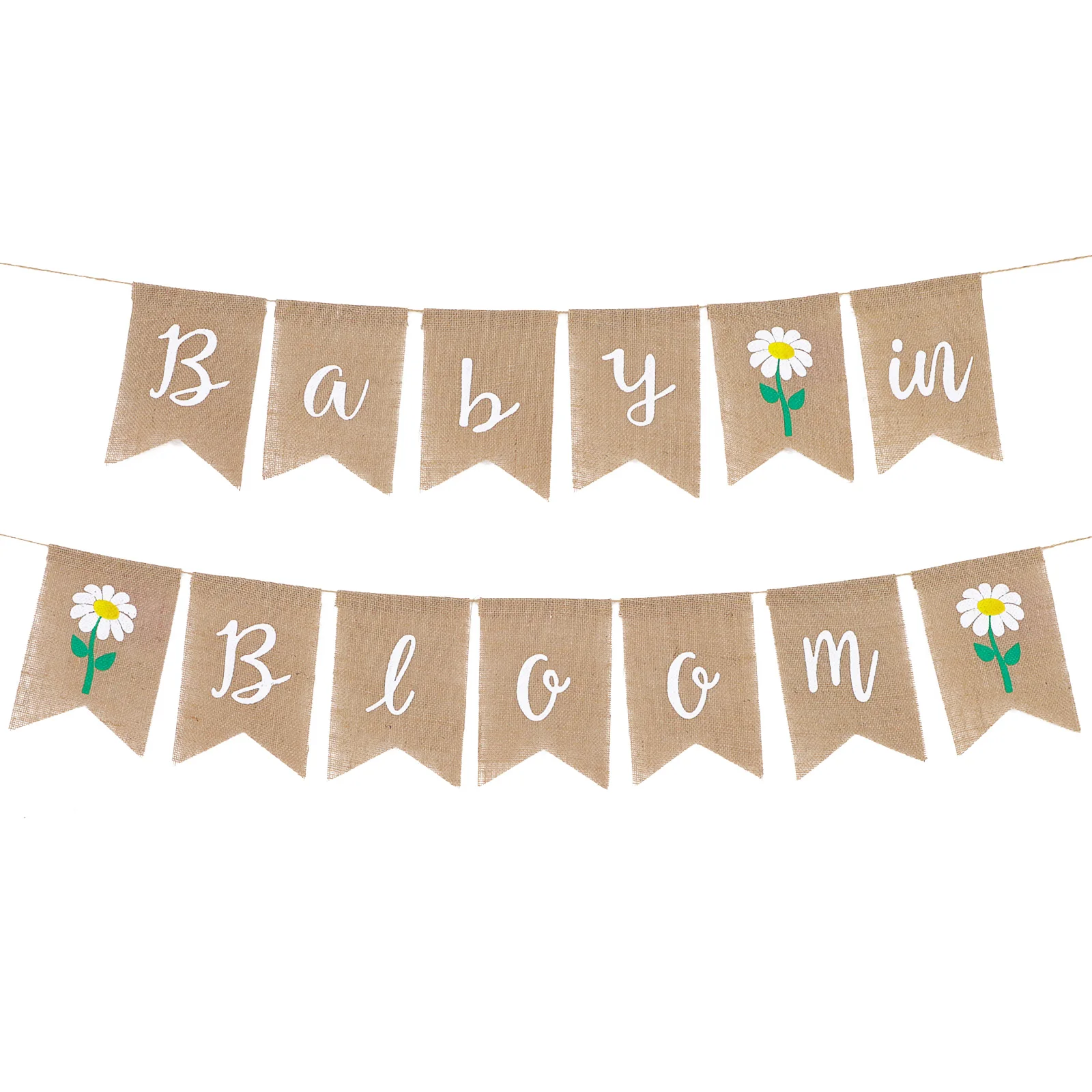 

Linen Banner for Party Baby 1st Birthday Decorations Banner Photo Prop Daisy Pattern Blooming Letters Wall Tree Branches