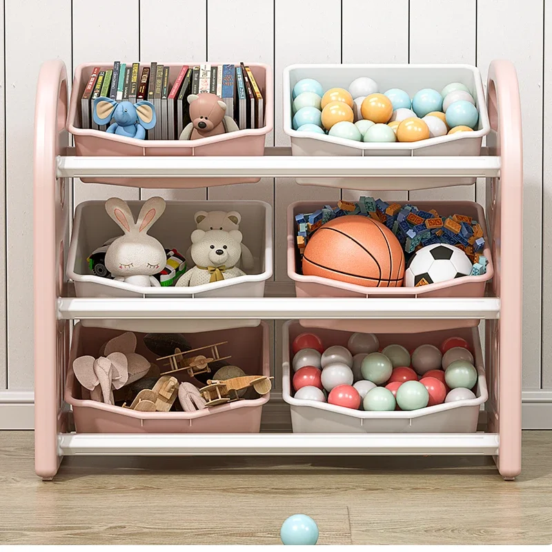 Multifunctional Children\'s Toy Storage Rack 3 Layers Organizer Large Capacity Shelf Cabinet for Home Furniture Sundries