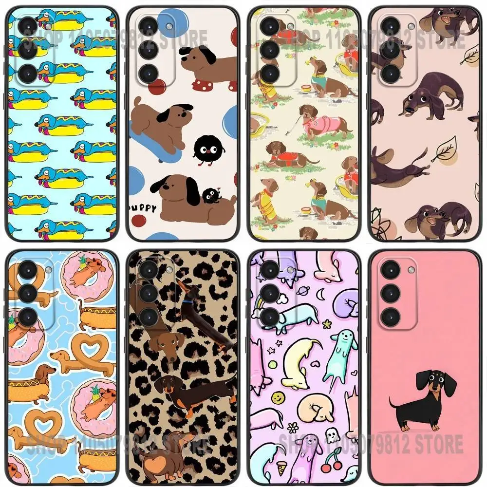 

Cartoon Cute Dachshund Phone Case For Samsung Galaxy A20,21s,22,31,32,52,53,72,73,80,91 Soft Silicone Black Cover