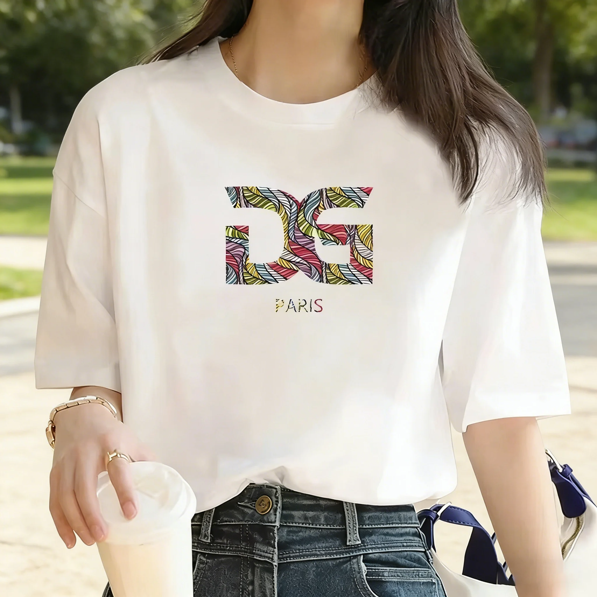 

Женская футболка с коротким рукавом и круглым вырезом, простой уличный стиль, топ с принтом-буквой, хит продаж, новинка летней моды