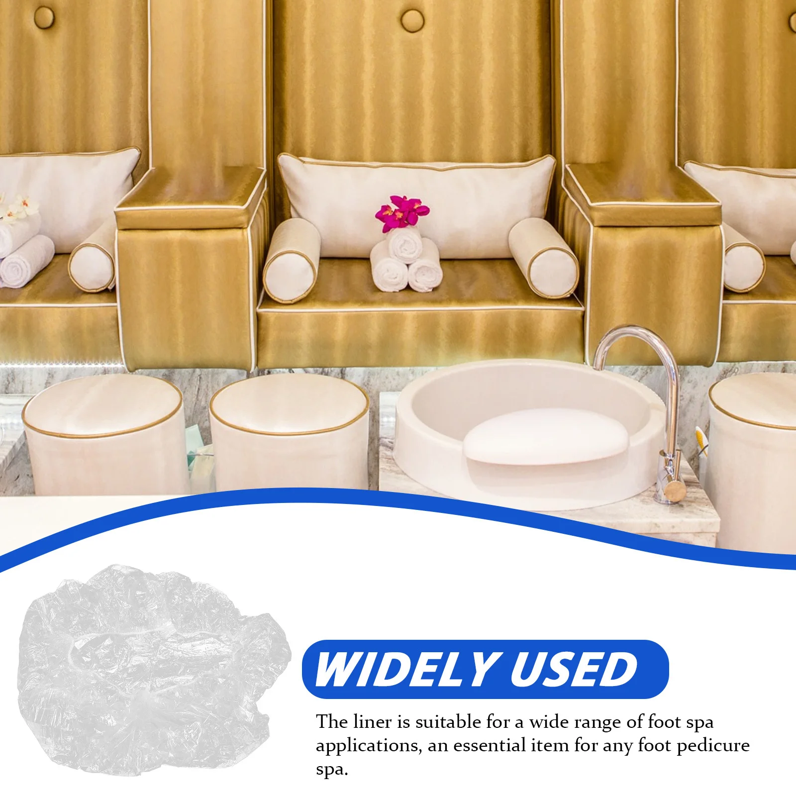 100 قطعة باديكير سبا بطانات المتاح حوض القدم بطانات كبيرة الحجم قوية مرنة تناسب جميع الحمامات القياسية صالون الصف باديكير