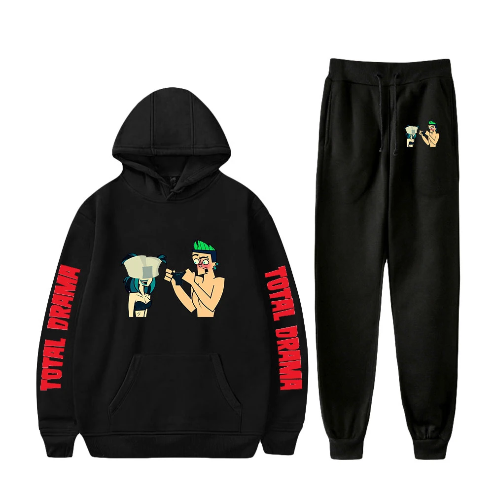 

Total Drama Sweatshirt Unisex Two Piece Set Hoodie+Jogger Pant Harajuku Streetwear Funny Cartoon Women Men's Set Rip