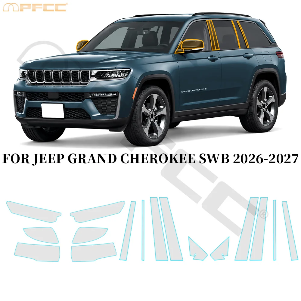 For Jeep Grand Cherokee SWB 2026 2027 Car Headlight Rearview A B C Pillars TPU Protection Film Anti-scratch Clear Bra Precut PPF