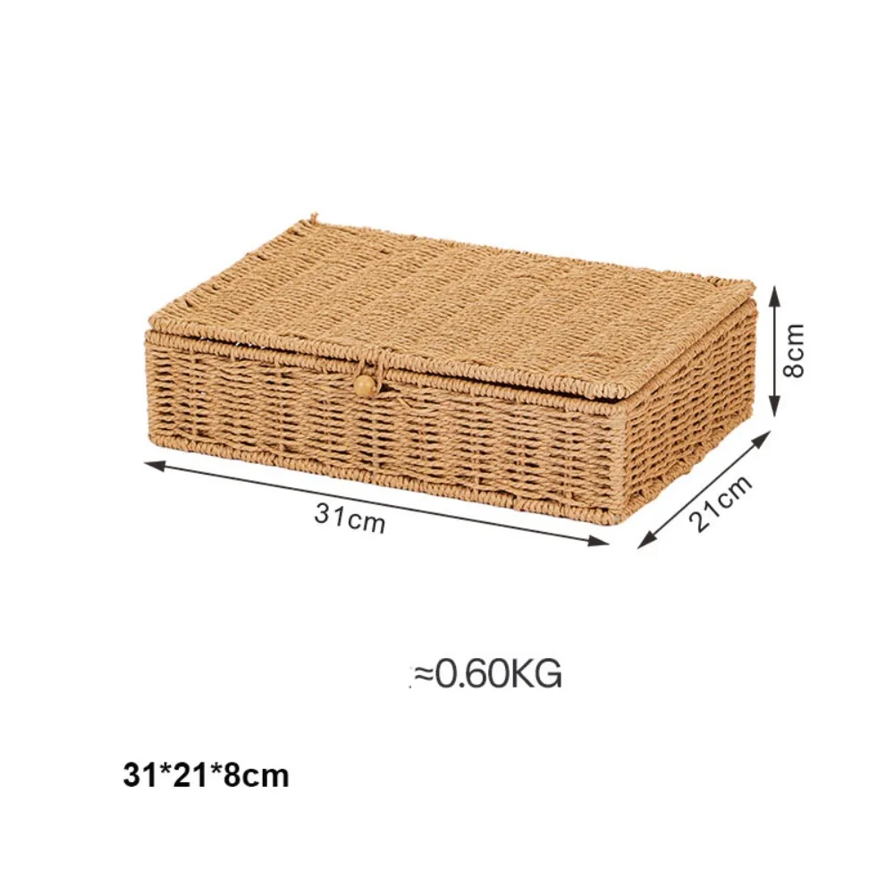 

with Buckles Rectangular Rattan Storage Box Multi purpose 5 Sizes Hand Woven Desktop Sundries Woven Food Storage Basket