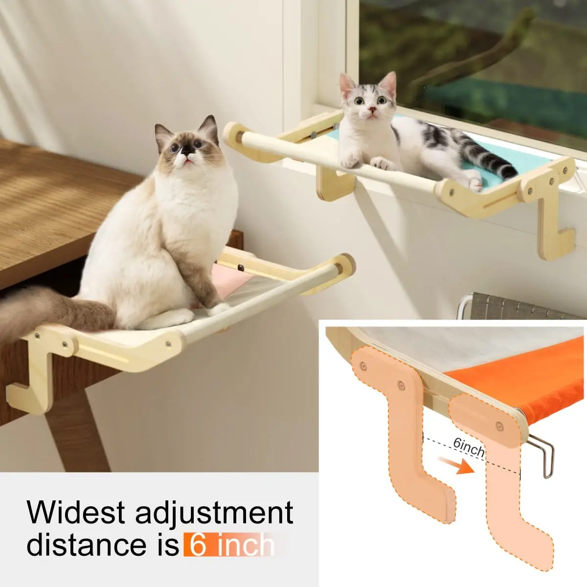 MEWOOFUN Cat Window Perch Cat Window Hammock Seat for Indoor Cats Sturdy Adjustable Durable Steady Cat Bed Providing All-Around