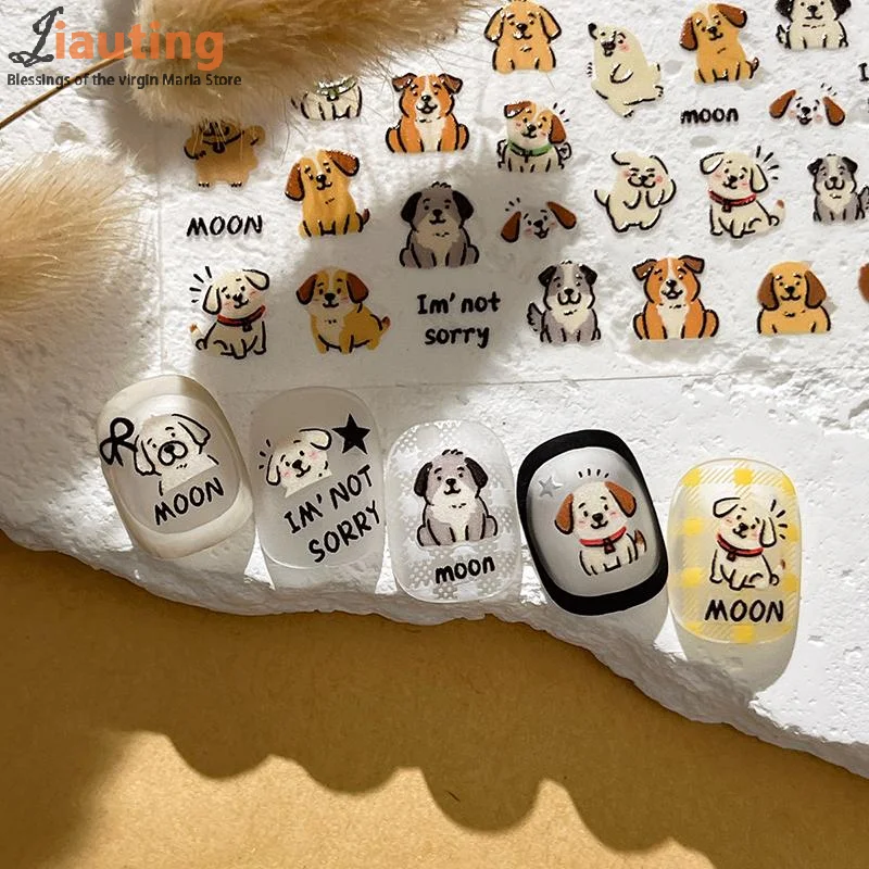 Adorabile cane gatto animale coniglietto morbido rilievo in rilievo autoadesivo adesivi per nail art carino grazioso cucciolo e gattino decalcomanie per manicure