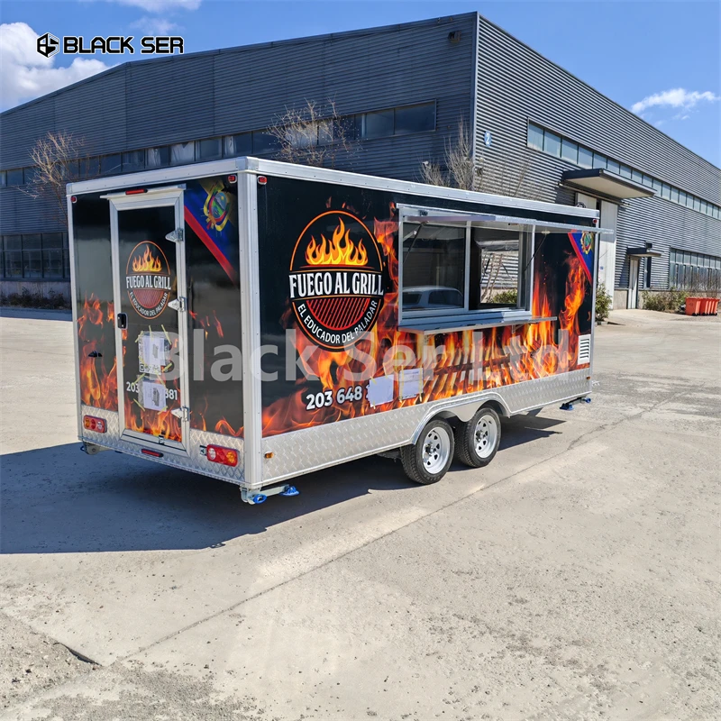 Customized BBQ 16ft  Mobile Fast Food Trailer with Full Kitchen Ice Cream Made in China