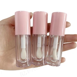 100pcs  Pink Color Clear Lipgloss Containers Tube Plastic Lip Gloss Tubes With Big Brush Big Wand