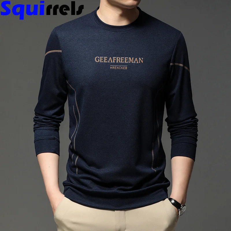 Men's clothing spring autumn thin round neck knitted bottoming shirt men's long-sleeved T-shirt sweater tops clothes