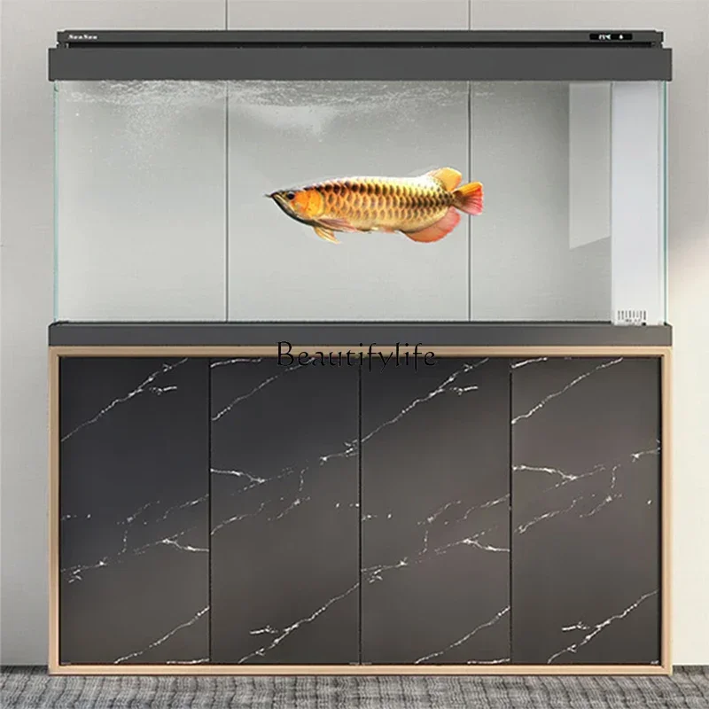 

L*Living room large intelligent ecological aquarium ultra-white glass household bottom filter floor