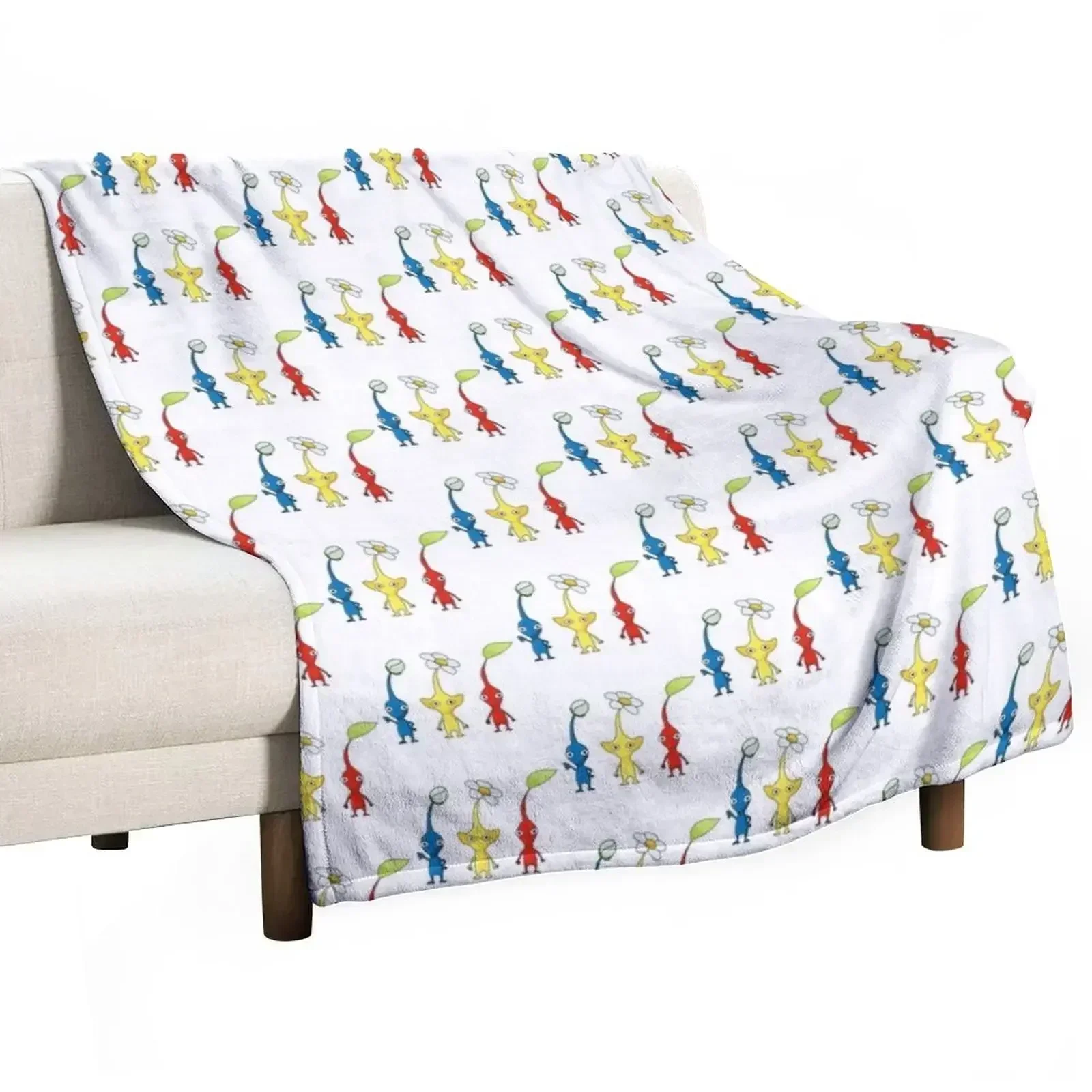 

Blue, Yellow and Red Pikmin Sticker Set Throw Blanket Fluffy Cozy Throw Blanket for Home Decor