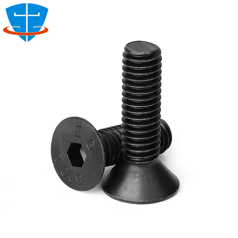 10PCS Flat Allen Bolt 6# 10# 1/8 5/32 1/4 5/16 3/8 1/2 British Standard Black Alloy Steel Hexagon Socket Countersunk Head Screw