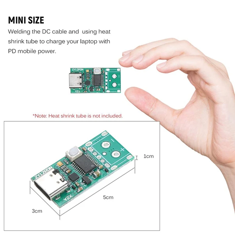 2 szt. ZY12PDN USB-C PD2.0/3.0 na DC konwerter moduł zasilania wabik szybkie ładowanie wyzwalacz Poll wykrywacz zatrucia Tester