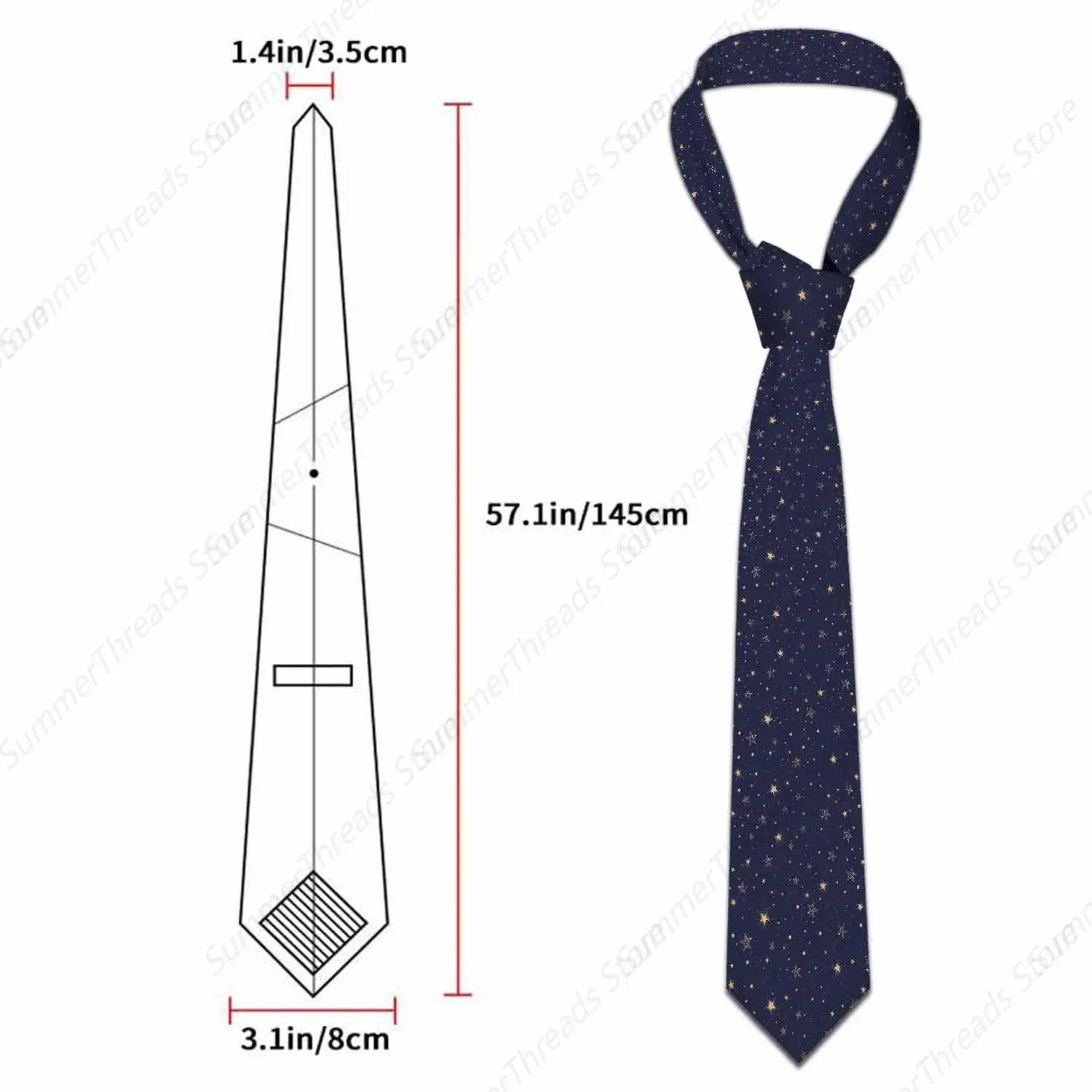 Space Stars Mens Tie Galaxy Constellation Universe Nature Men's Tie for Mens Teens Business Work Casual Wedding Party