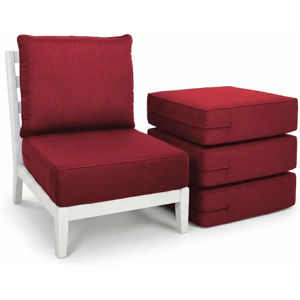 Outdoor Seat Cushion Set - 4 x 24 Square Cushions, Water-Resistant Covers, Patio Furniture Chairs