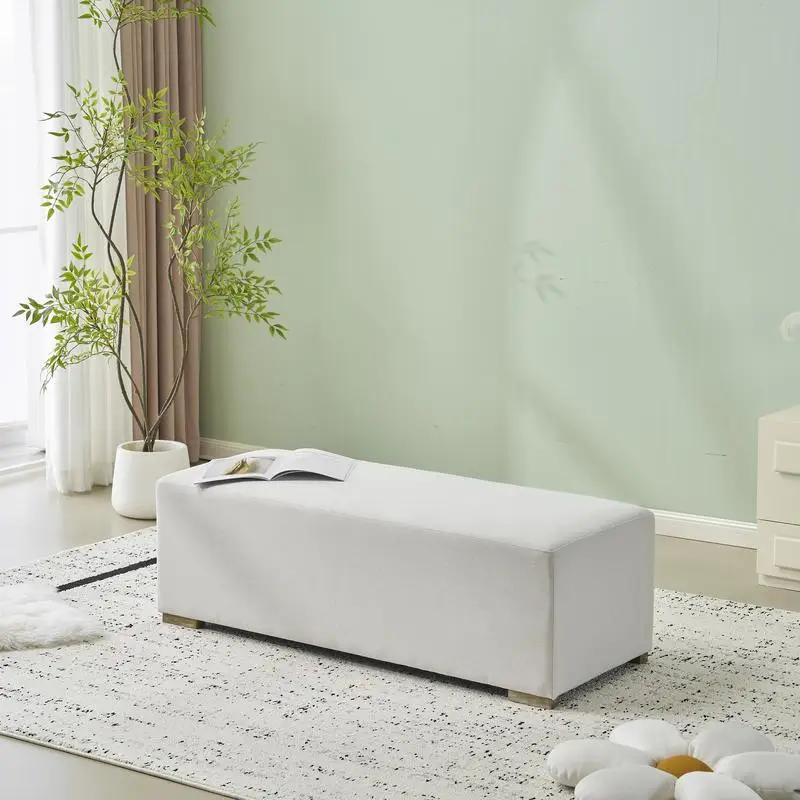 

Versatile White Long Ottoman for Living Room & Bedroom - Practical Soft Seating Solution
