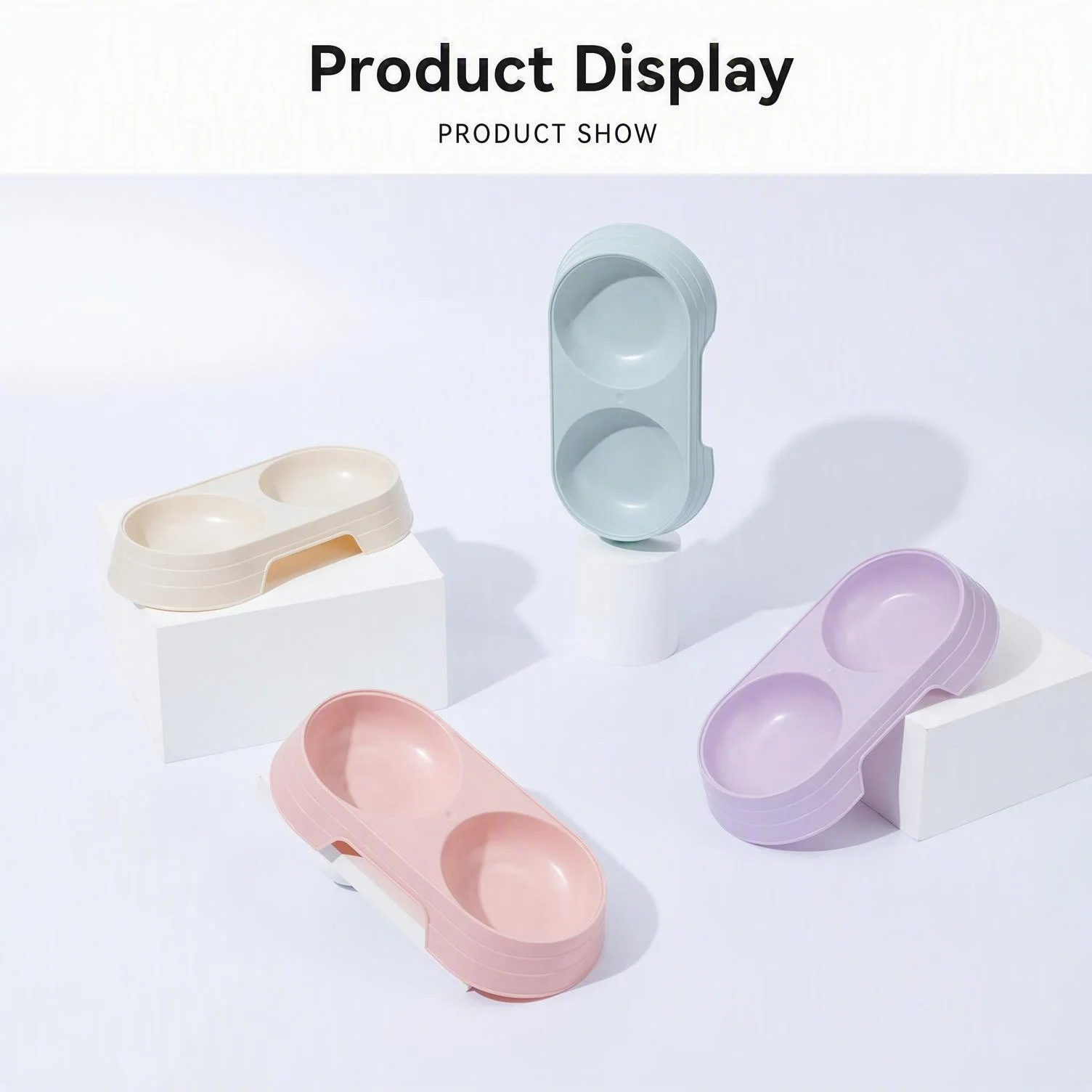 MUSENUOIS Cat Bowl Cat Plastic Double Bowl Pet Eater Water and Food Integrated Tall Pet Bowl Dog Pet Supplies