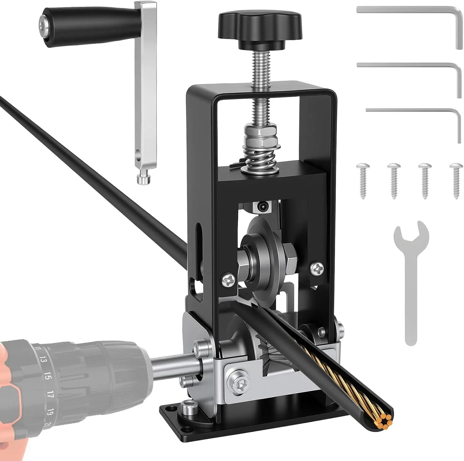 Dénudeur de Câble 2-25mm – Dénudeur Manuel avec Manivelle ou Perceuse, Machine à Dénuder Robuste pour Recyclage du Cuivre, Outil pour Câbles Électriques Anciens, Lames Précises et Durables