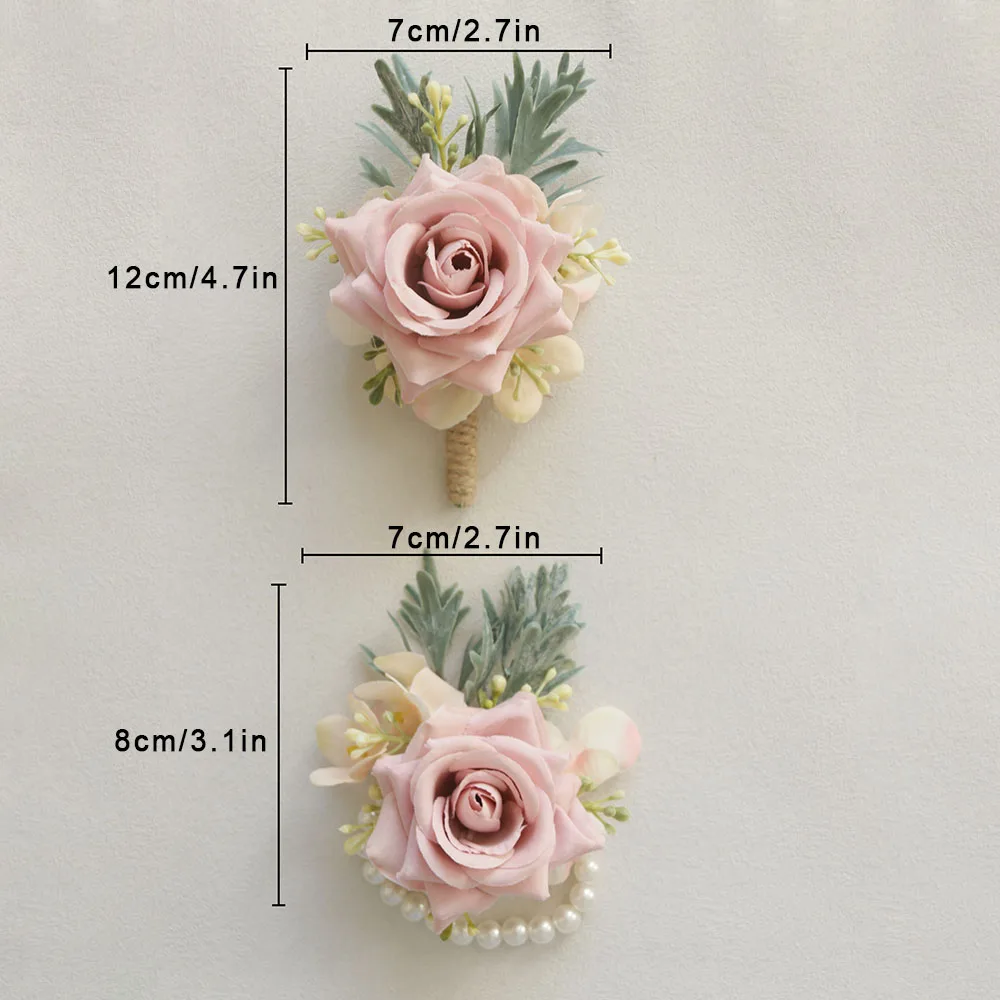 1 шт. Романтический корсаж на запястье в лесном стиле с розами и искусственным жемчугом — свадебные аксессуары для свадьбы и вечеринки — элегантный, изящный и очаровательный
