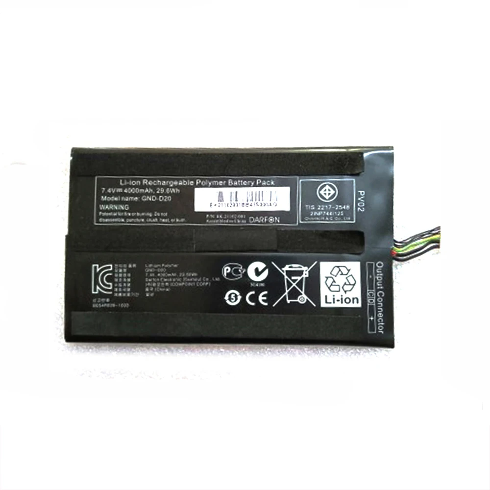 GND-D20 7.4V 29.6Wh 4000mAh Laptop Battery For Gigabyte CF1 CF01 CF2 CF3 S1080 S1081 S1082 Tablet PC Series