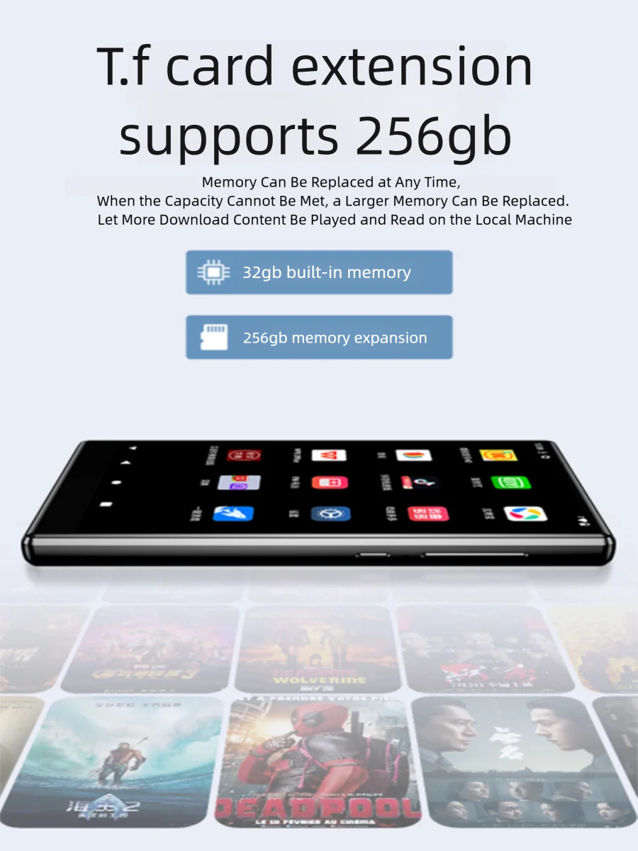 Lettori MP3 e MP4 WiFi Android 13 da 96 GB (64 GB + 32 GB) con touch screen Bluetooth da 5" e registratore vocale con altoparlante, 3 GB di RAM e 32 GB di ROM