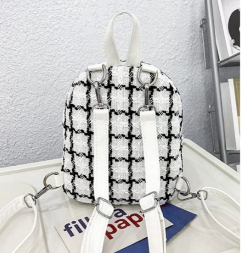 Mini sac à dos en toile à carreaux avec nom personnalisé, sac de rangement, sac à bandoulière initié par les femmes, cadeau pour les amis