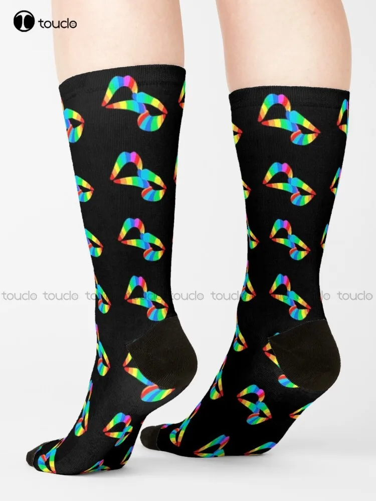 Love Is Love Gtbi Gaypride Pride Lips Kiss Lgbtq Sees It Socks High Quality Cute Elegant Lovely Kawaii Cartoon Sweet Cotton Sock