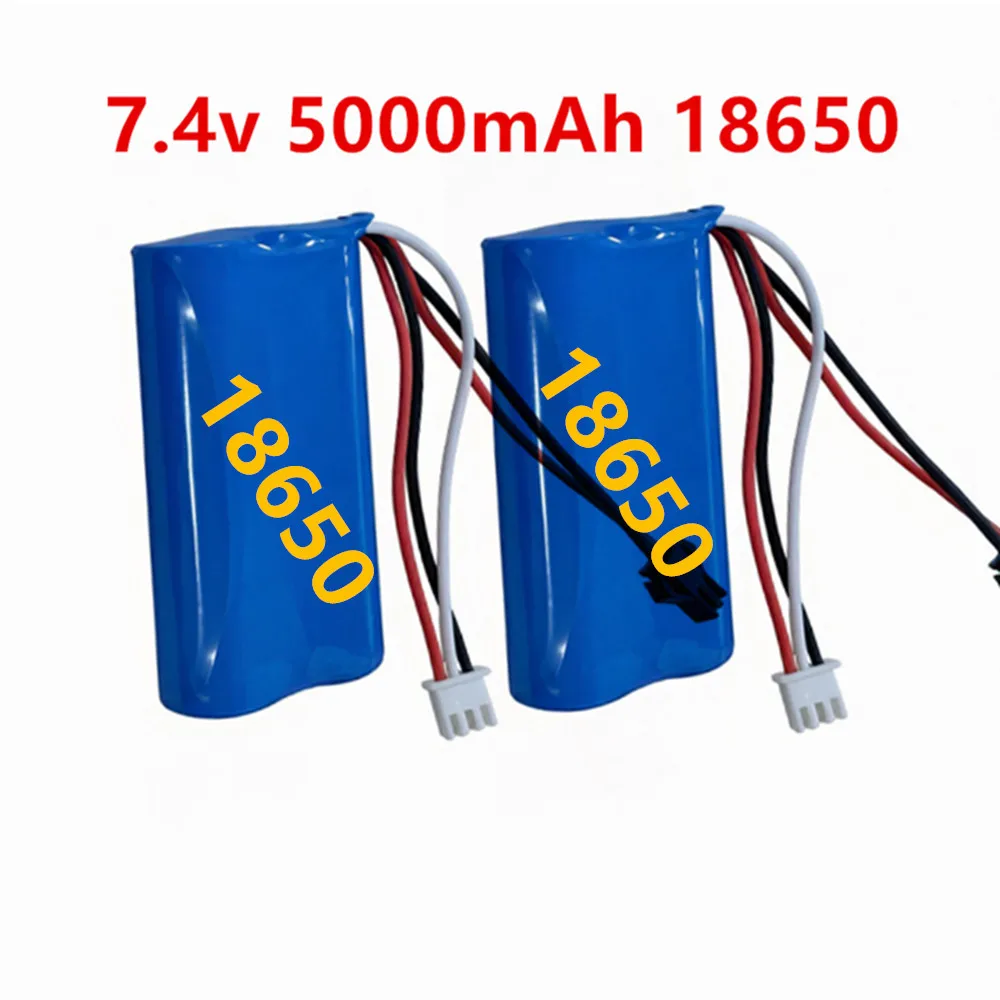 for WPL MN99S D90 U12A S033g Q1 H101 Parts 7.4V 18650 SM-2P 5000mAh Li-ion Battery Rc Boats Cars Tanks Drones Parts
