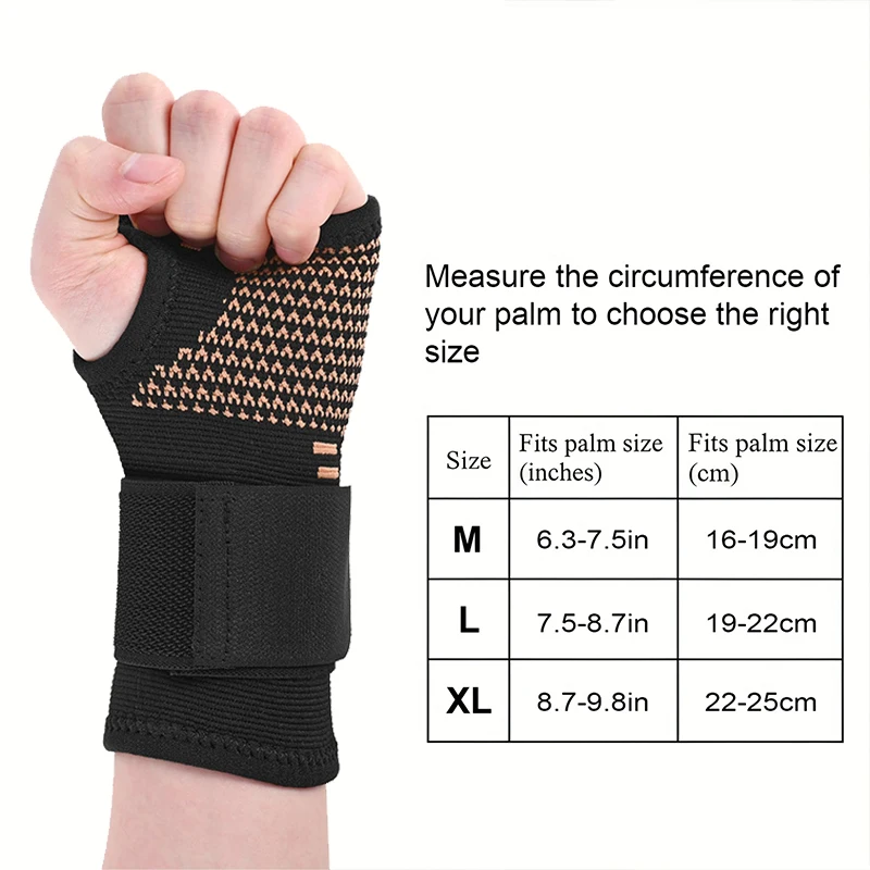 1pc Copper Fiber Compression Gloves Sports Wrist Guard Arthritis Gloves Elastic Palm Brace Fitness Wrist Support Wristband