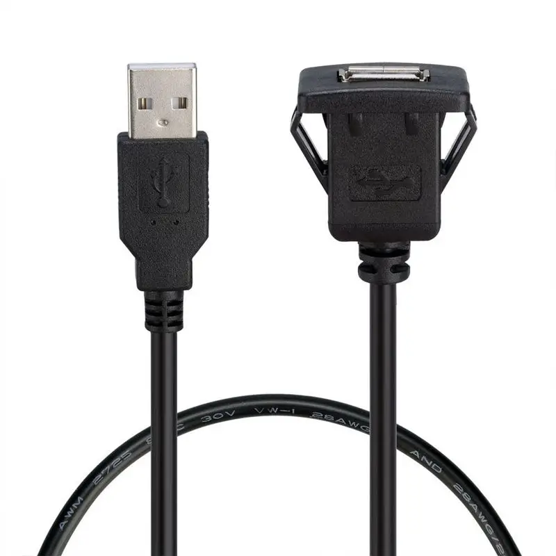 Car Dashboard Extension Cable USB Panel Waterproof Cable Usb2.0 Male To Female Car Extension Cable 1m