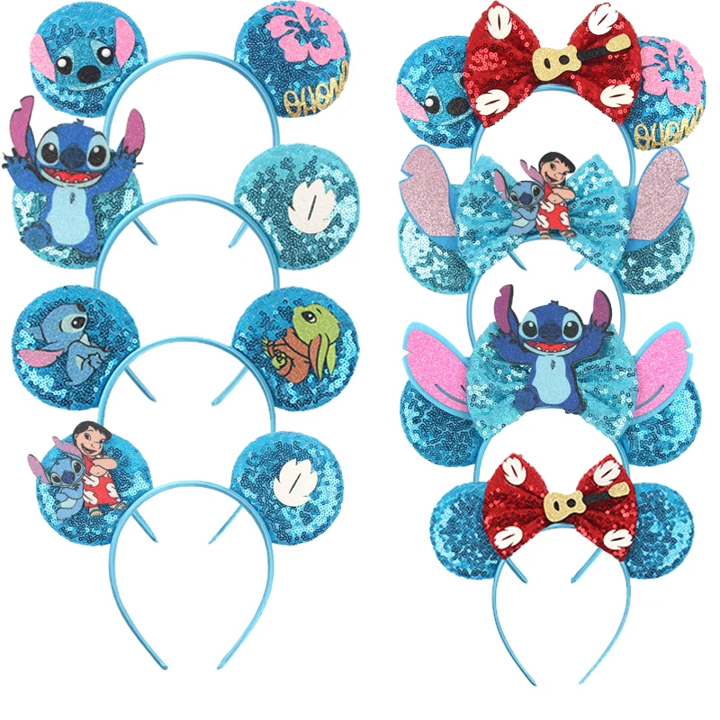 New Lilo&Stitch Mickey Mouse Ears Headbands Women Party Hair Accessories Cartoon Headband for Girls Kids Sequins 5