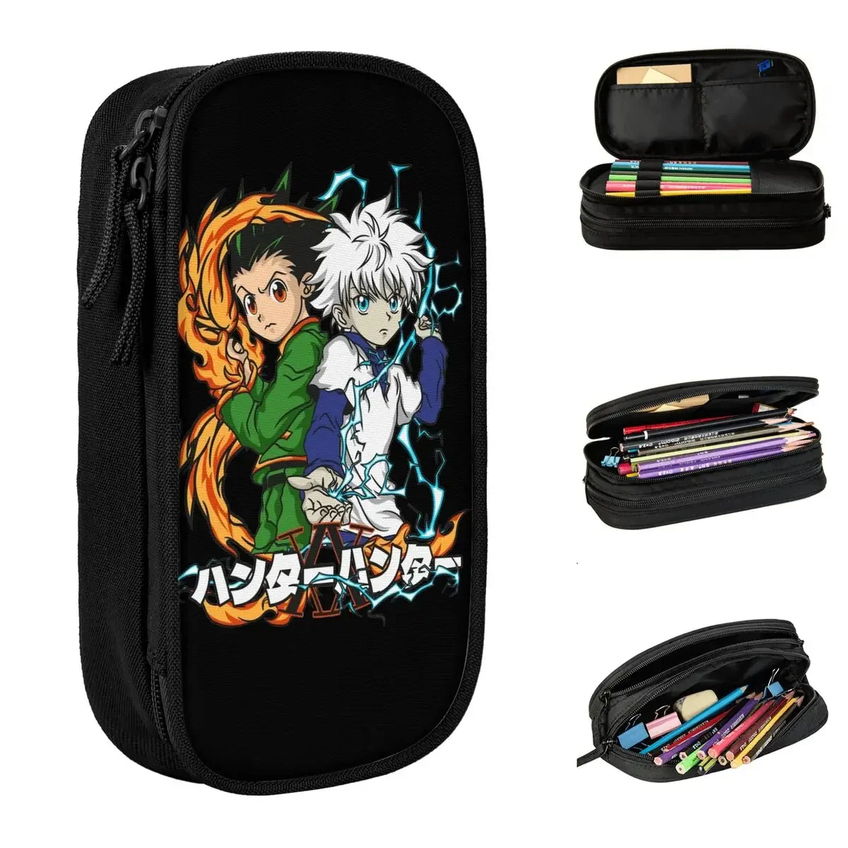 Anime Hunter X Hunter Pencil Case Cute Pen Holder Bag Girl Boy Large Storage Office Gift Pencilcases