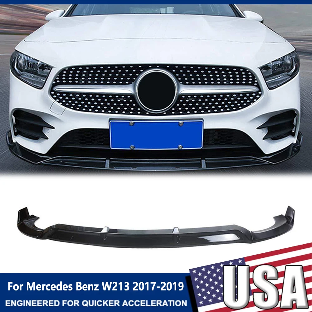 Kit de labio de alerón envolvente para parachoques delantero de coche, accesorios para Mercedes Benz W213 W 213 Clase E 2017 2018 2019, color negro brillante, 3 uds.
