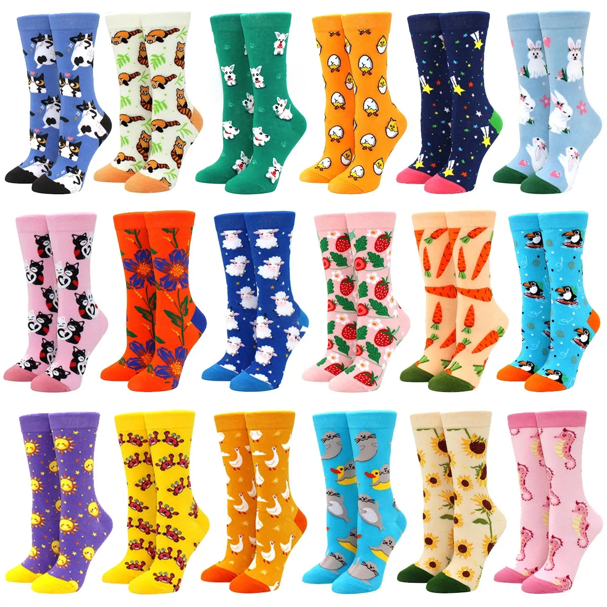 Calcetines lindos para hombres y mujeres, arte impreso, pintura, comida, colorido abeja, monopatín, calcetines de tubo medio