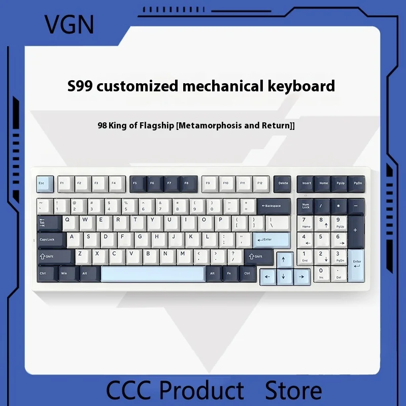 Vgn S99 Hot-Swappable Mechanical Keyboard Gaming Keyboard Three Modes Wireless/Wired/Bluetooth Rgb 99 Keys Office Gaming Gifts