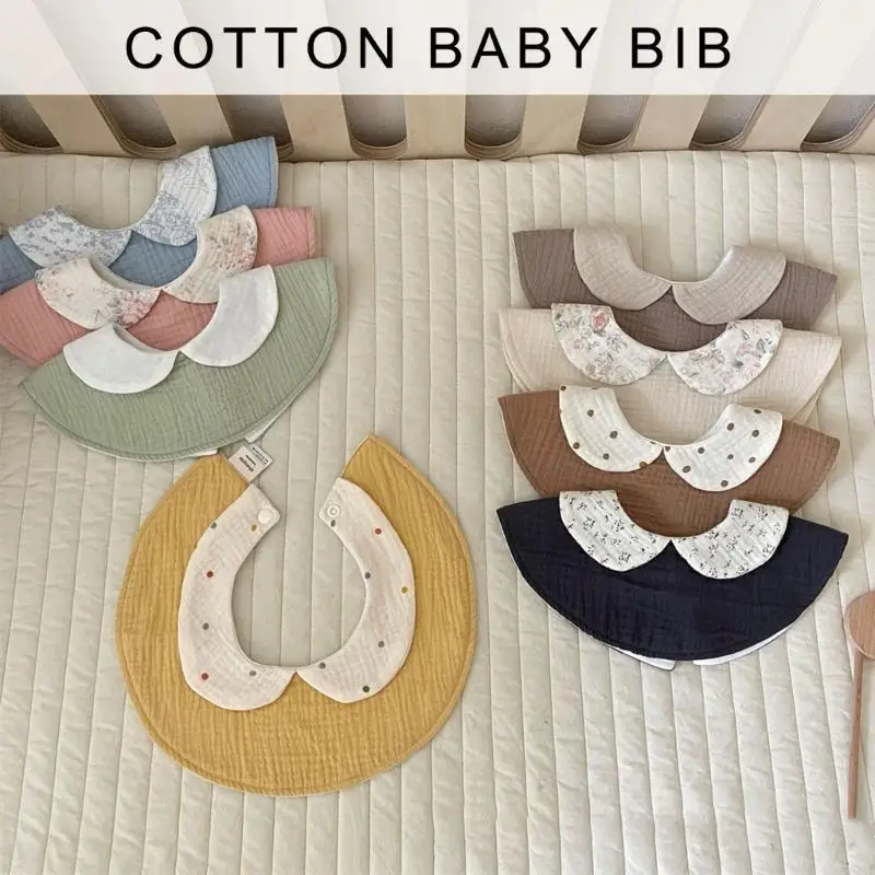 

F19F Bib Breathable Drooling Apron Baby Bib Infant Burp Cloth Strong Absorbent Feeding Bib with Collar Toddlers Cotton Bib