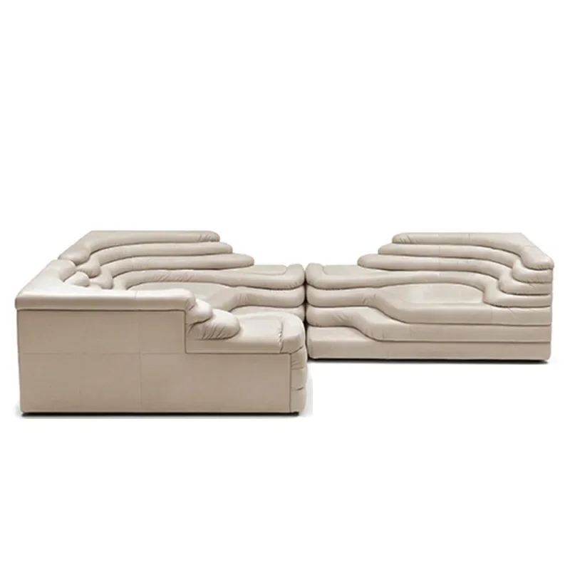 

Vintage terraced sofa leather special-shaped module Internet celebrity sofa chair clothing store villa