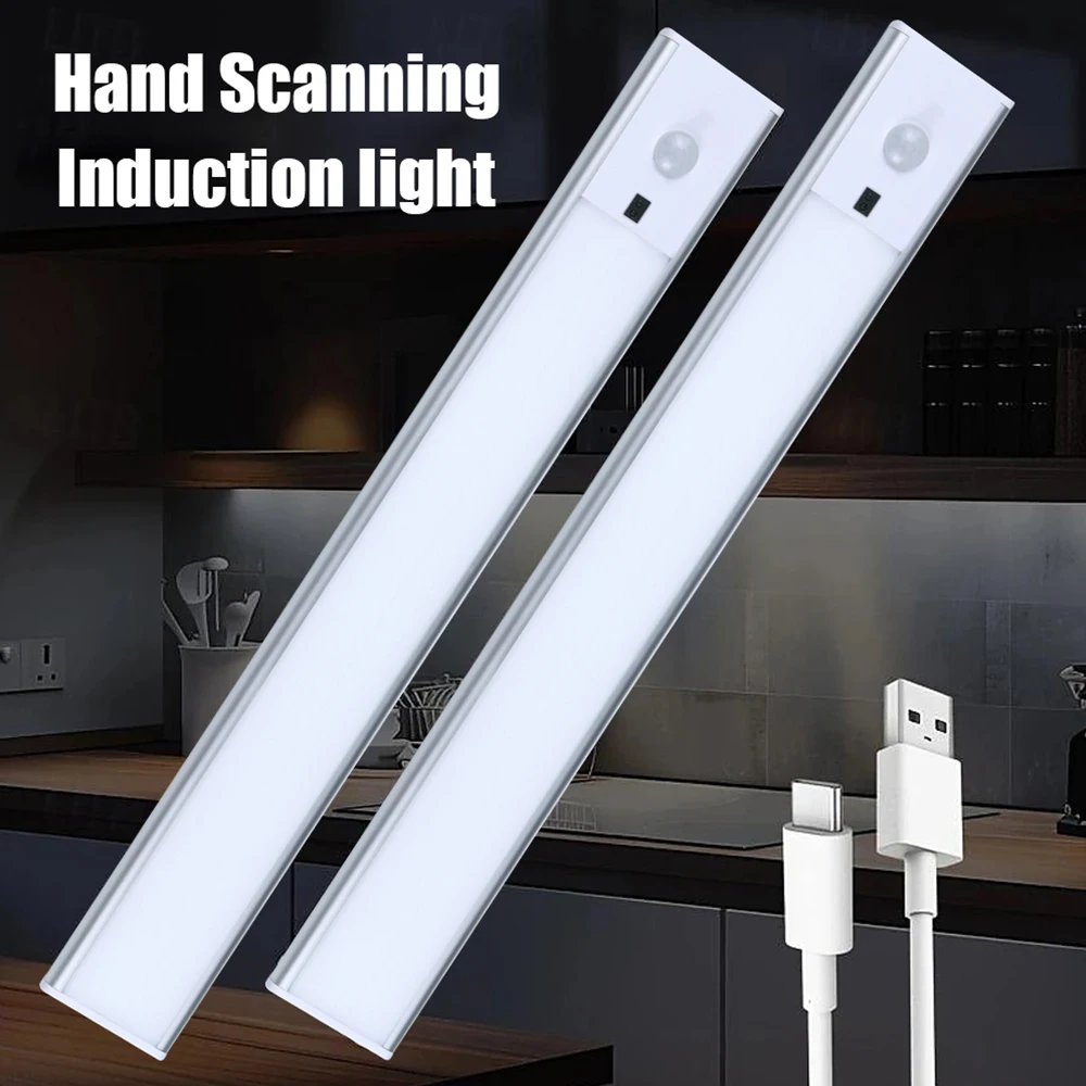 

Under Cabinet Light LED PIR Motion Sensor Light,USB Rechargeable Closet Lights, 40cm Wireless Counter Lights for Kitchen/Stairs