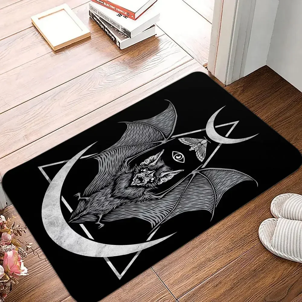 Skull Moth Print Door Mat Floor  Non-Slip Retro Voodoo Rug Living Room Bedroom Bathroom Kitchen  Home Decor