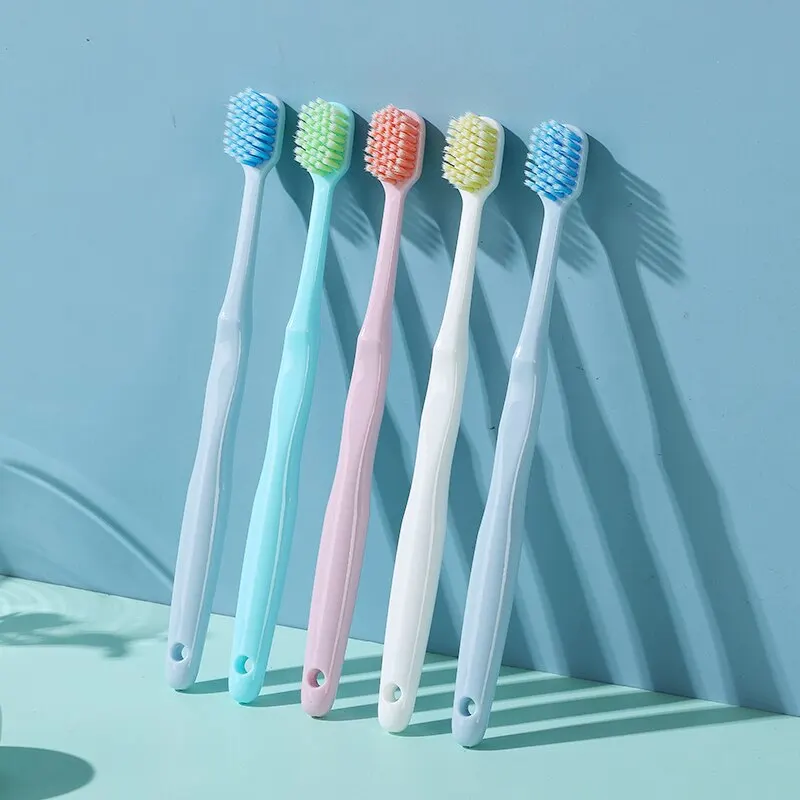 Jianpai Regular Toothbrush for Adult Wide Head Soft Bristle Macaron Series 10 Per Barrel Cost-effective