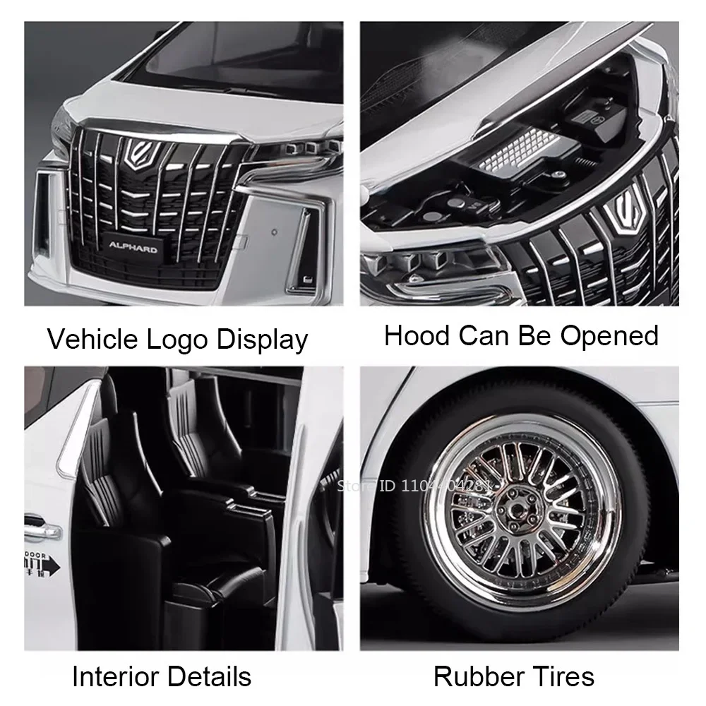 1:18 Alphard Land Cruiser LC300 Legering Modellen Speelgoed Diecast Auto Deuren Geopend met Geluid Licht Trek Metalen Voertuigen Volwassen Geschenken