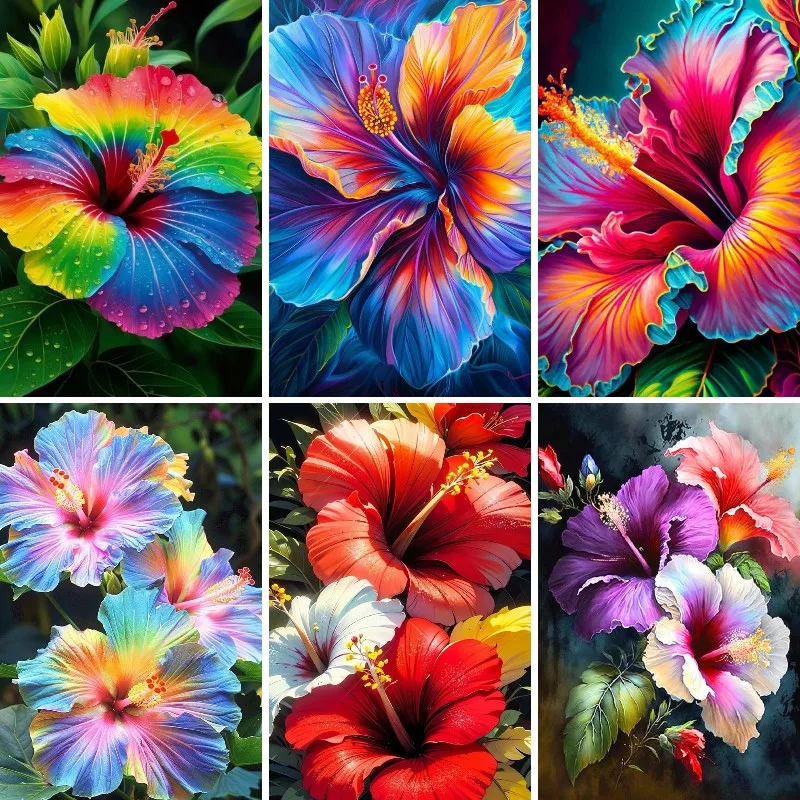 

Tropical Flower Hibiscus Diamond Painting Kit – Vibrant Floral DIY Art, Botanical Decor, Gift for Crafters， Rustic Wall Decor