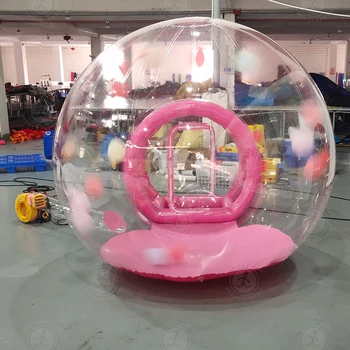 핑크 버블 하우스 투명 이글루 돔 텐트, 어린이 풍선 하우스, 8 피트 W 송풍기, 2024