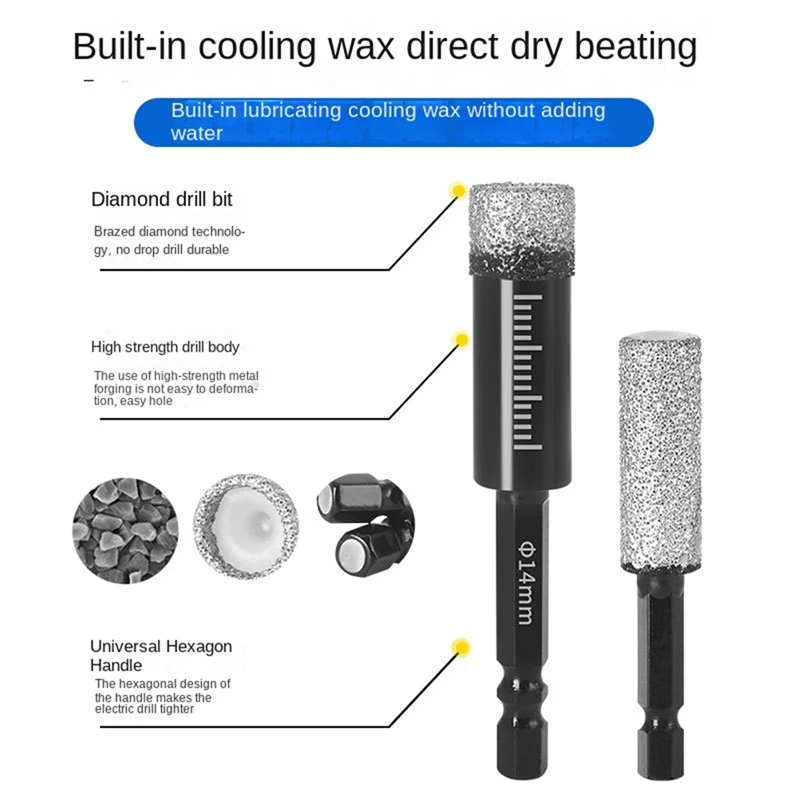 ABNO-10Pcs Hexagonal Shank Brazed Dry Ceramic Tile Diamond Drill Bit 5-16Mm Hole Saw Marble Porcelain Cup Saw Hole Opener