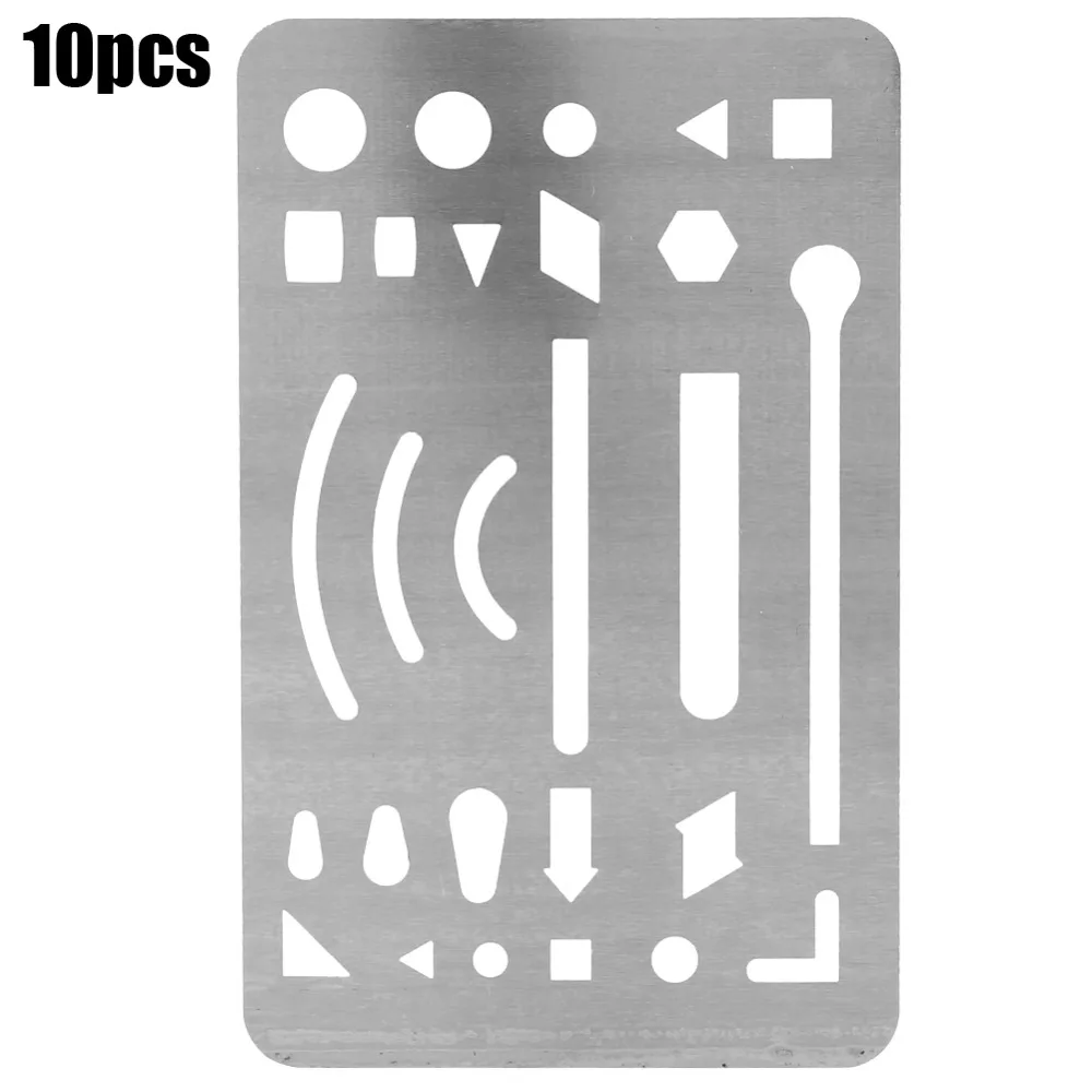 10PCS 27 Holes Erasing Shield Multi-shape Stainless Steel/Transparent Plastic/Orange Plastic Engineering Drafting Ruler