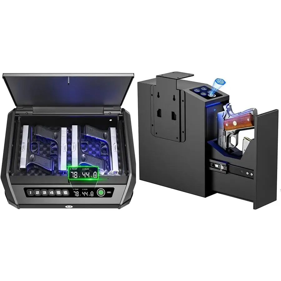 

Биометрический пистолетный сейф, быстрый доступ — пистолетный сейф большой емкости с замком по отпечатку пальца и бесшумным режимом, защита от детей, защита от огнестрельного оружия B