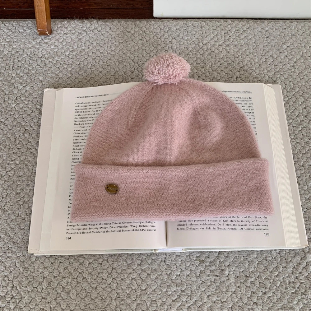 طقم مكون من قطعتين من وشاح القبعة الكورية، قبعة شعر لطيفة صديقة للبشرة، وشاح دافئ